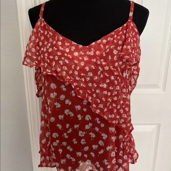 NWT- All Saints Savine Scatter Red Open Shoulder - Picture 2 of 11
